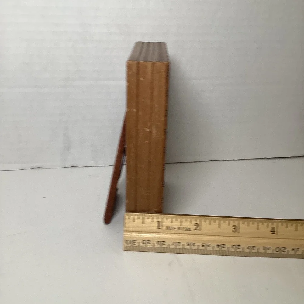 Vintage Small Wood Picture Frame Brown Velvet Easel Back Tabletop Decor 4x5